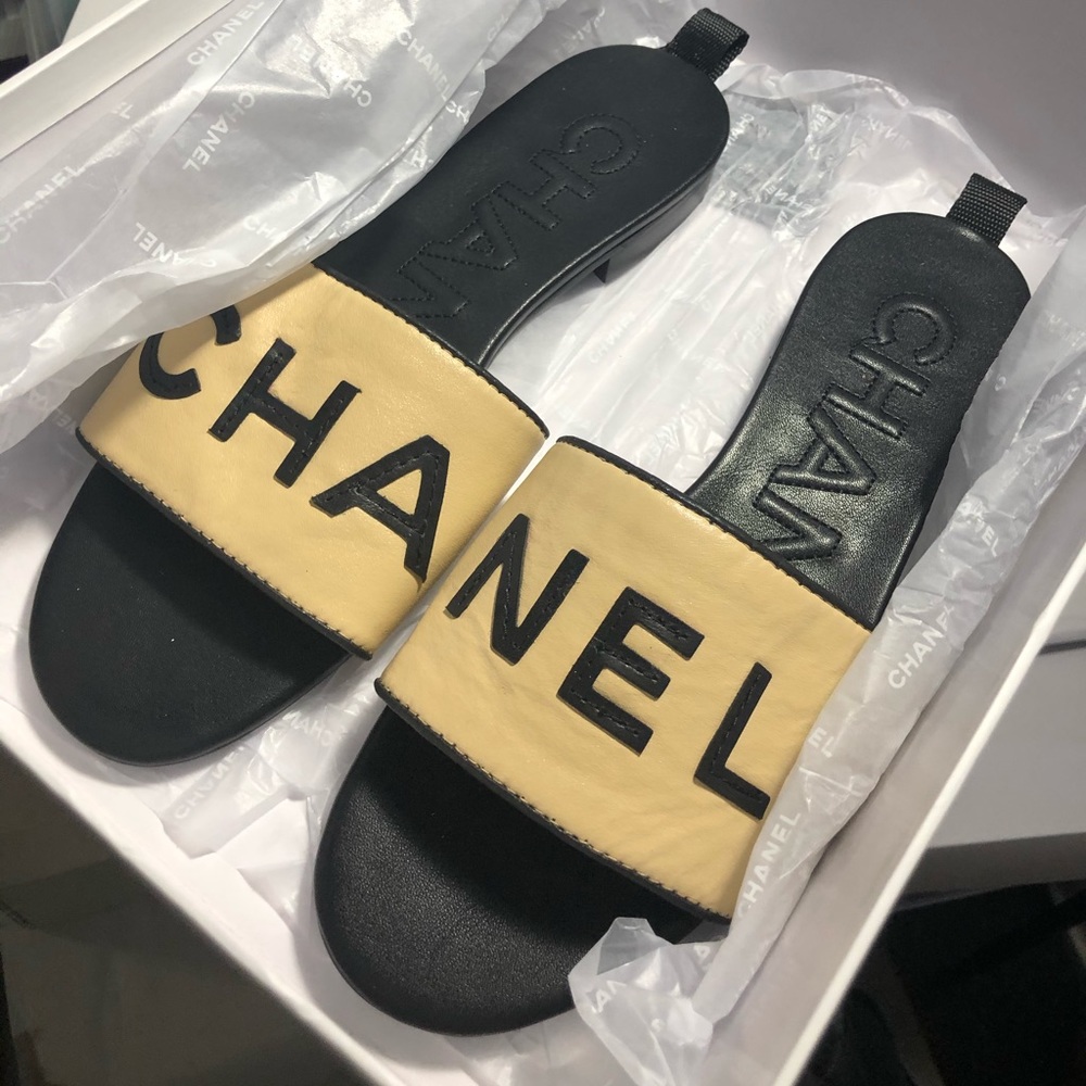 Nude and black slides